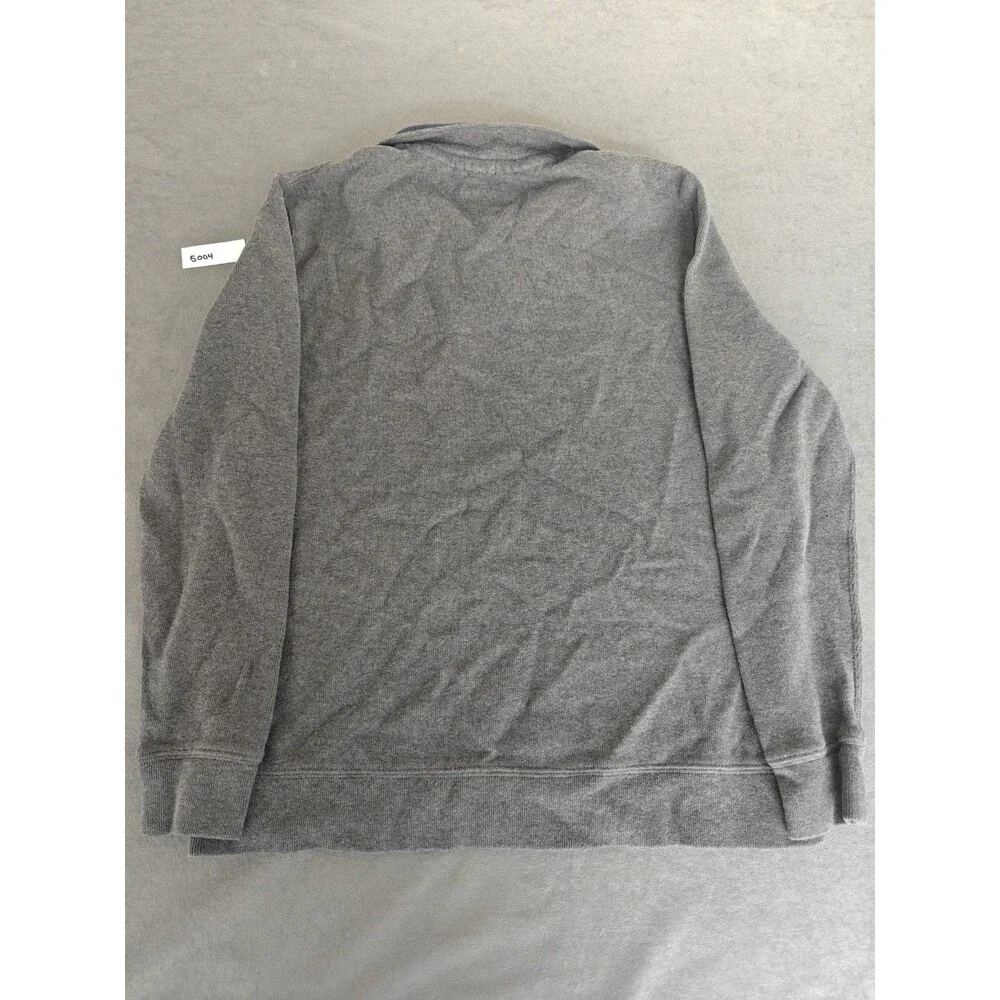 Tommy Hilfiger Mens Large 1/4 Zip Sweater Gray Cotton Pullover Mock Neck Logo